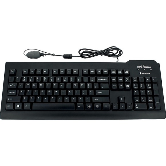 New Seal Shield™ SILVER SEAL™ Medical Grade Keyboard - Dishwasher Safe & Black - Picture 1 of 10